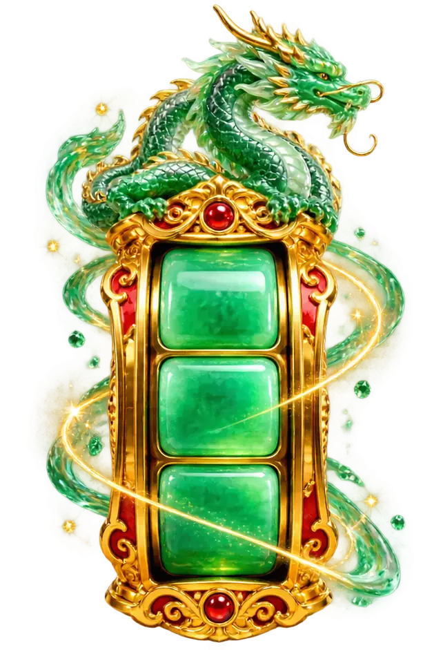 Rolo dourado com peças de jade e escultura de dragão
